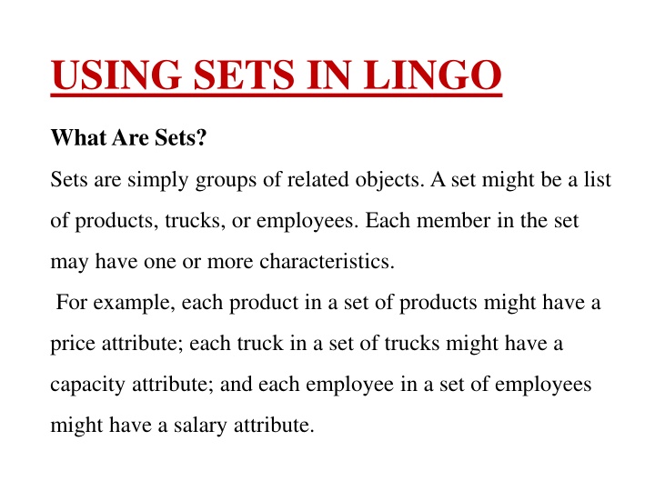 using sets in lingo