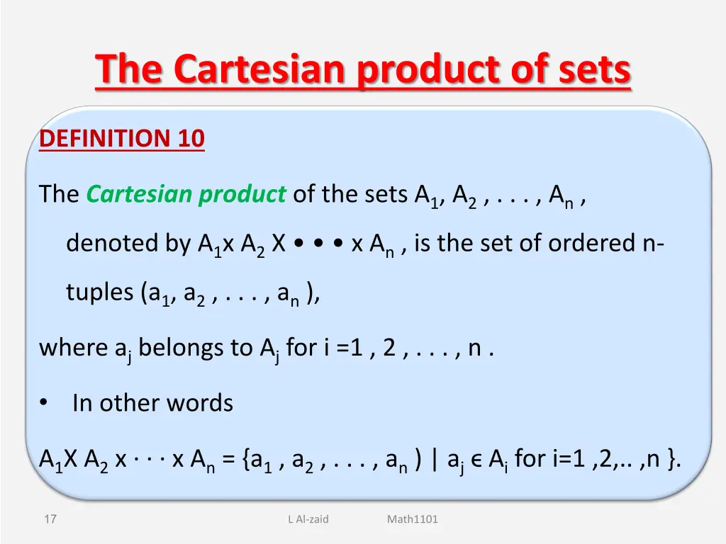 the cartesian product of sets