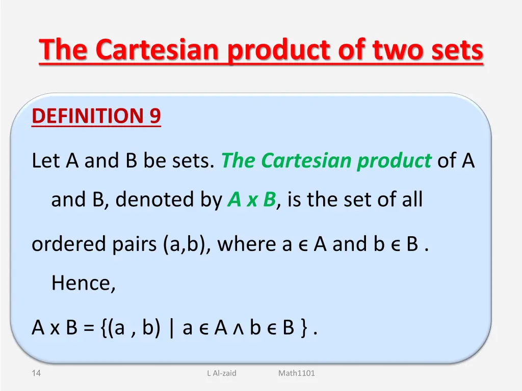 the cartesian product of two sets