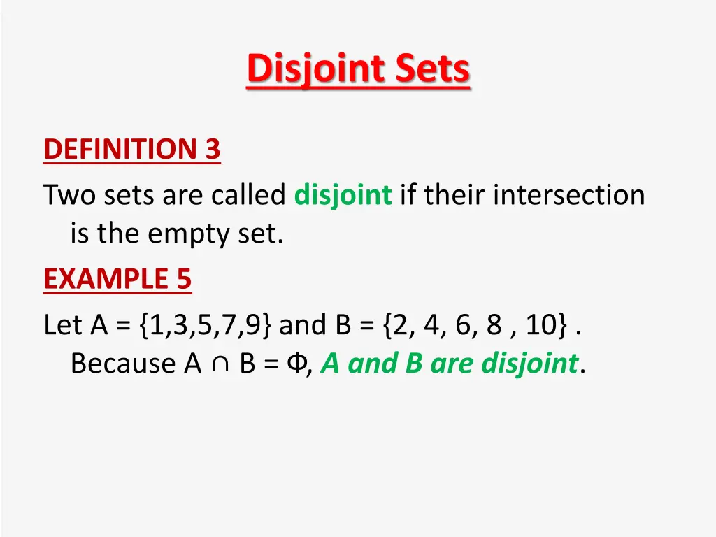 disjoint sets