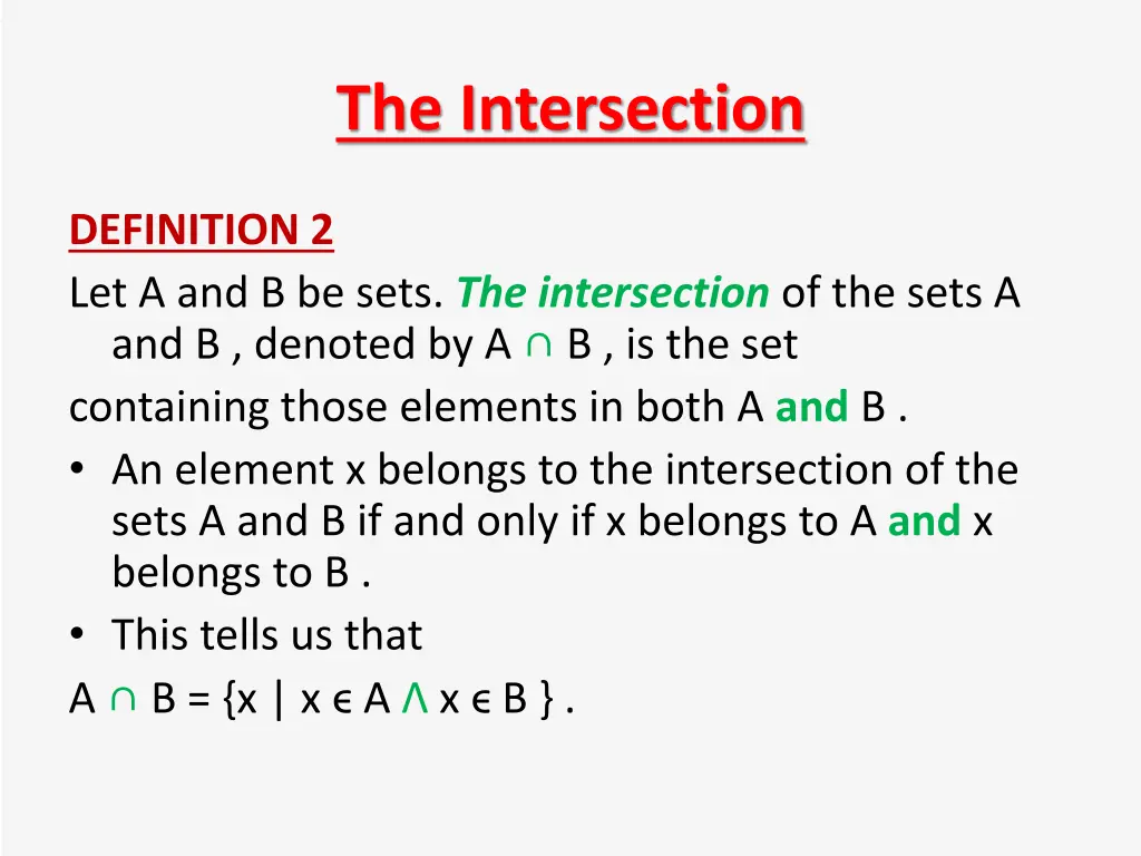 the intersection