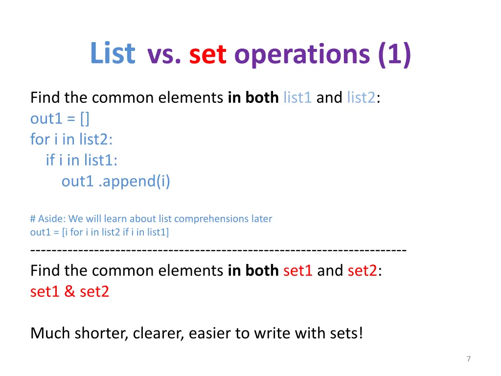 list vs set operations 1