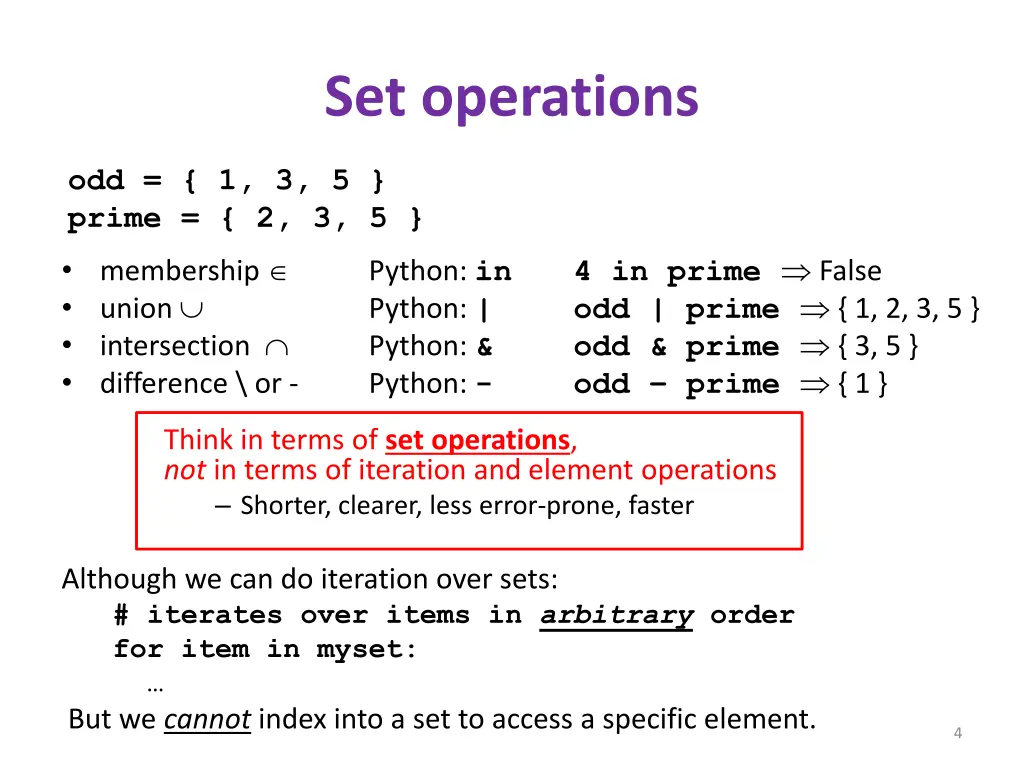 set operations