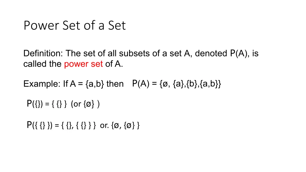 power set of a set