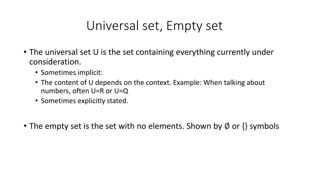 universal set empty set