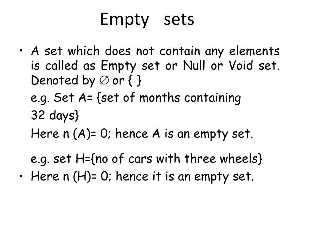 empty sets