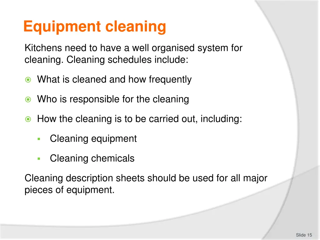 equipment cleaning