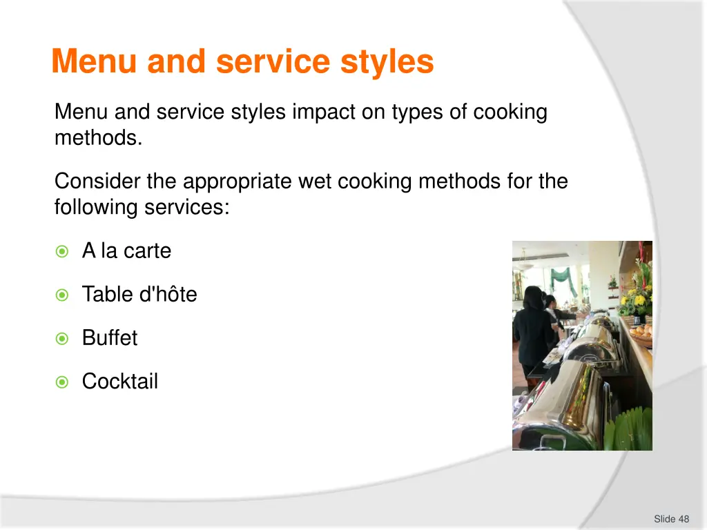 menu and service styles