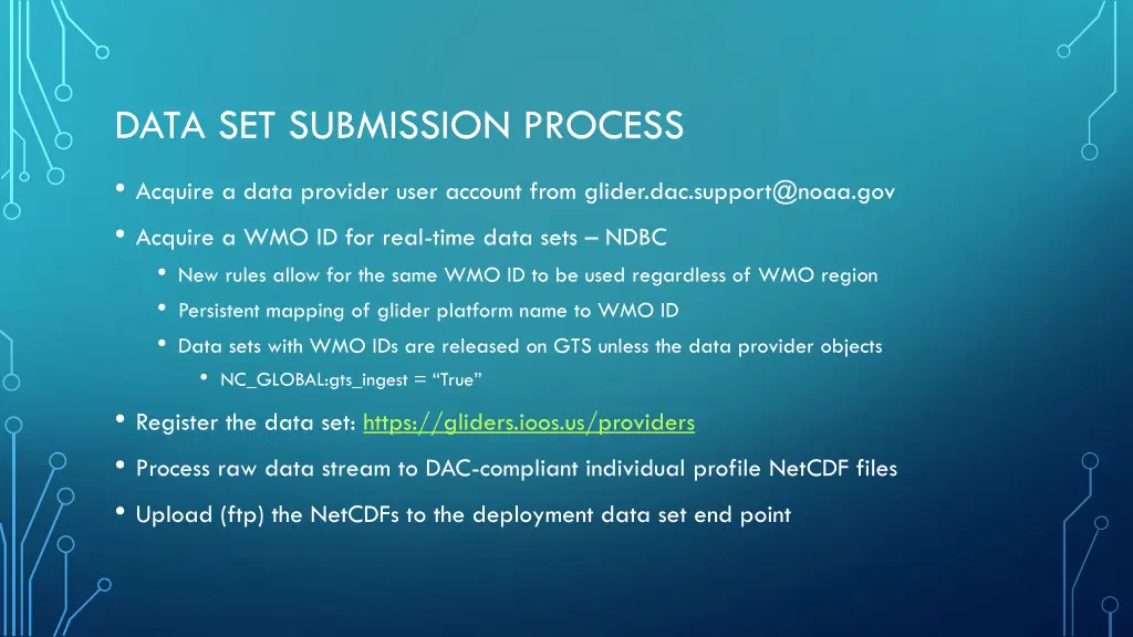 data set submission process