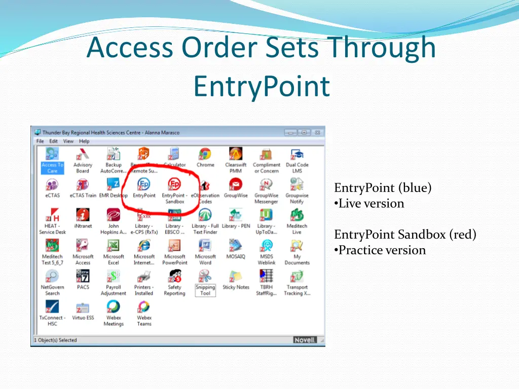 access order sets through entrypoint