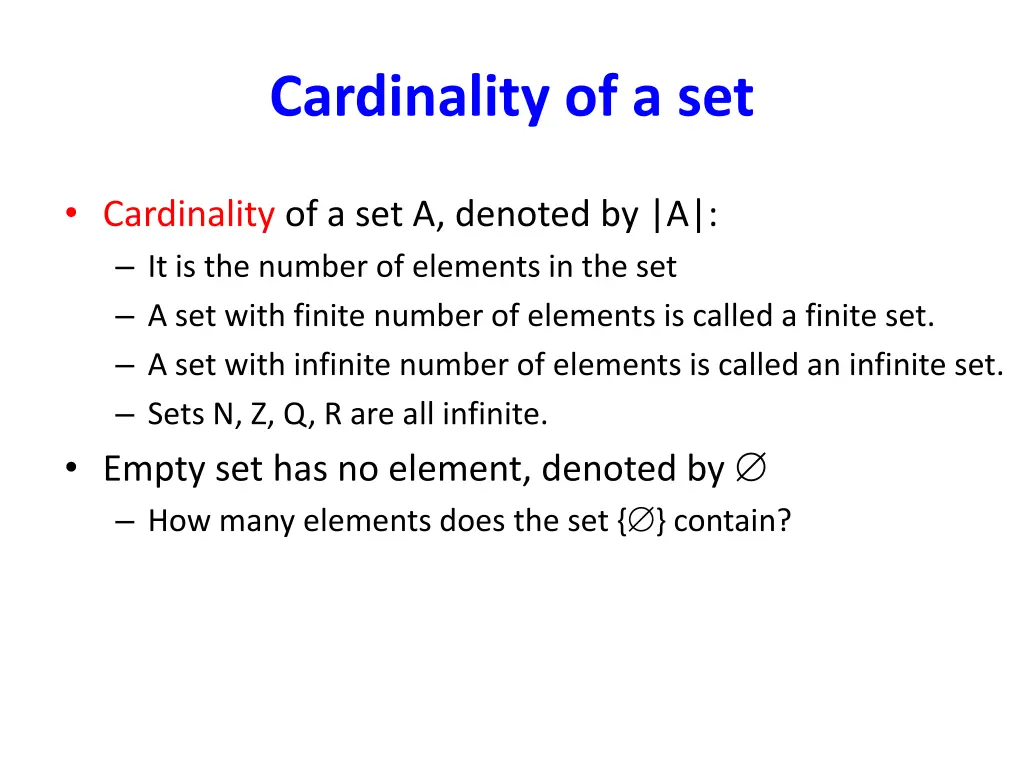 cardinality of a set