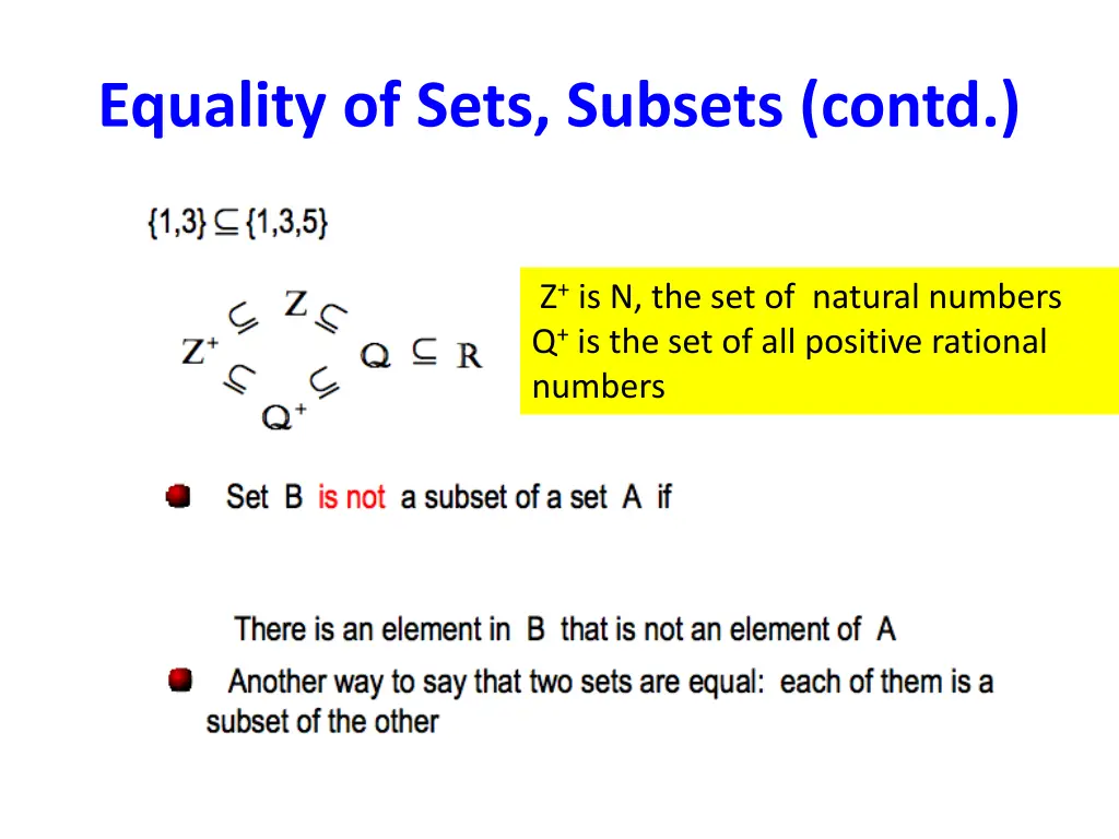 equality of sets subsets contd