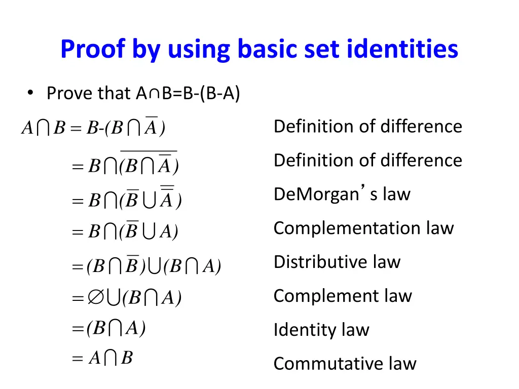 proof by using basic set identities