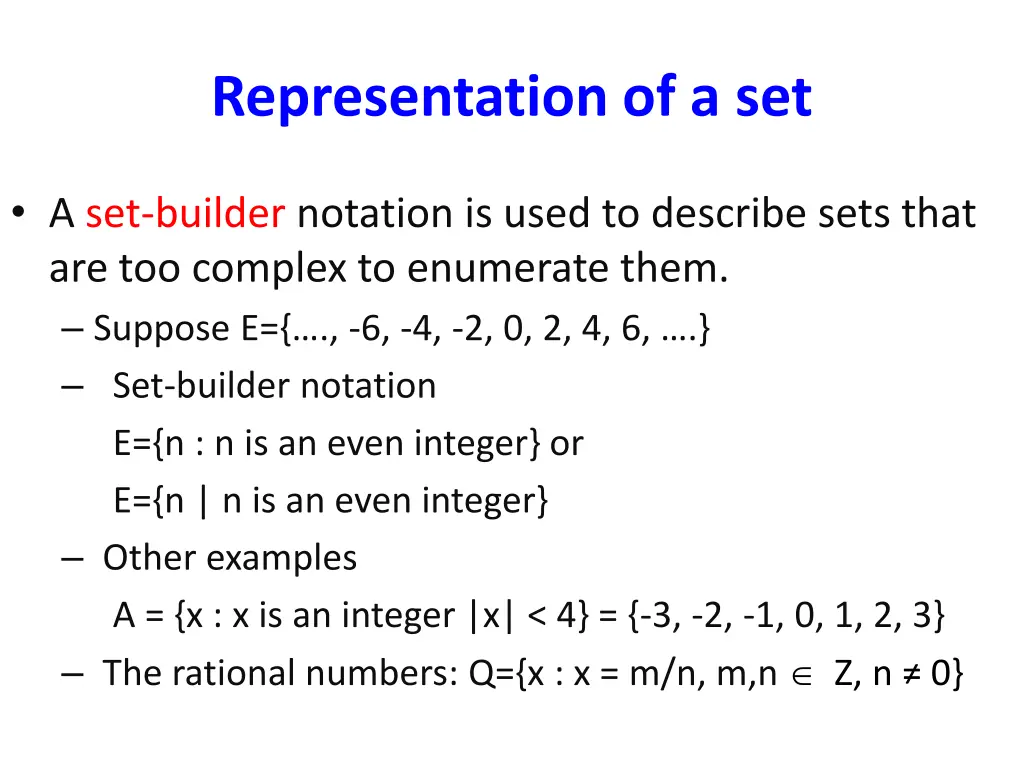 representation of a set 1