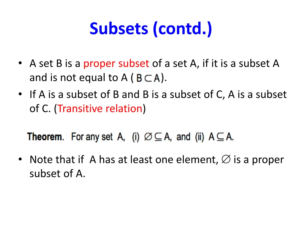 subsets contd