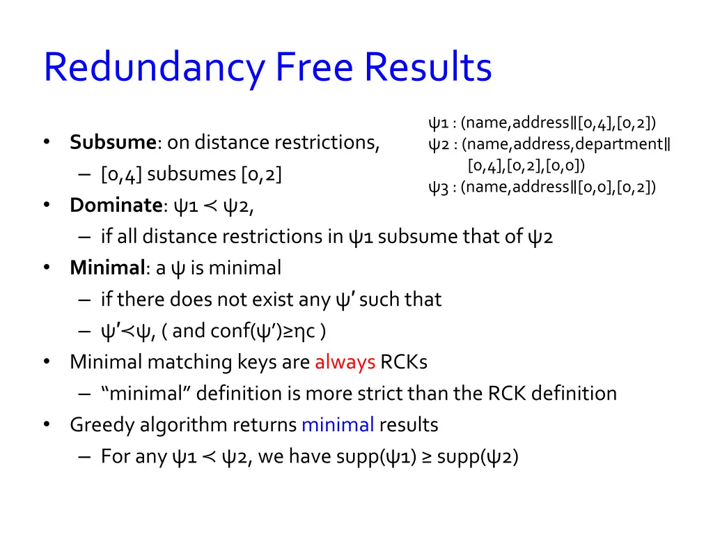 redundancy free results