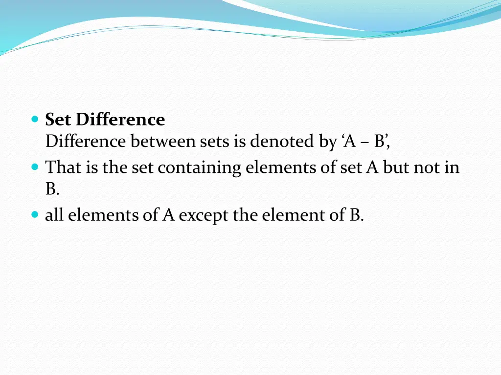 set difference difference between sets is denoted