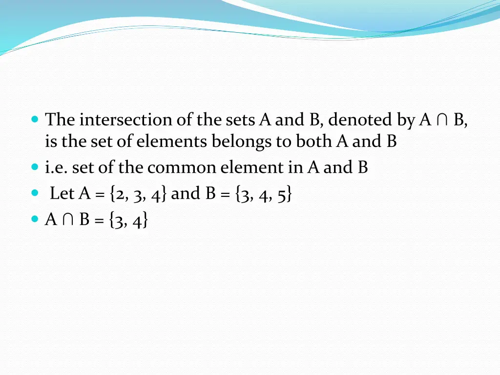 the intersection of the sets a and b denoted