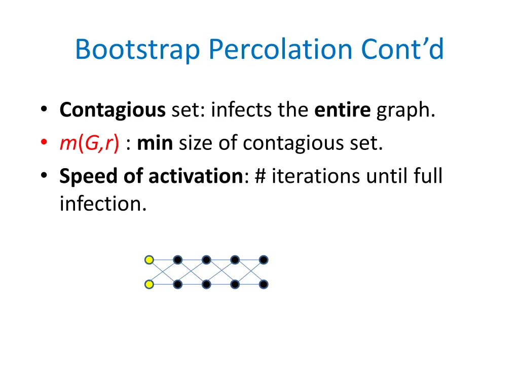 bootstrap percolation cont d