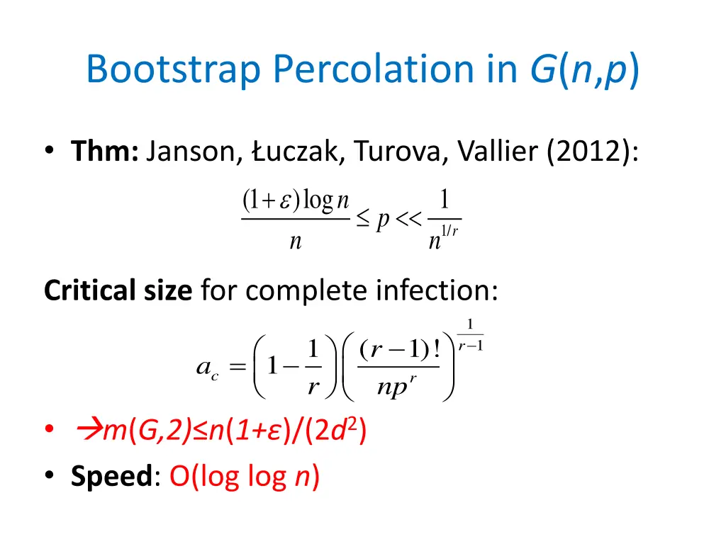 bootstrap percolation in g n p