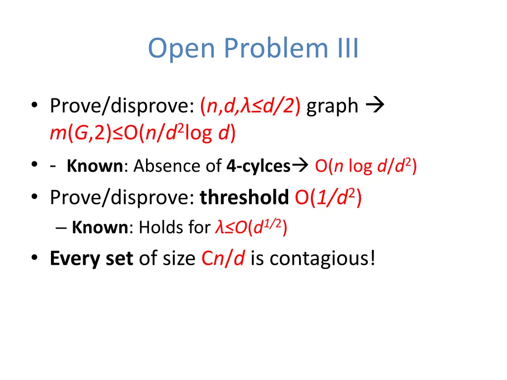 open problem iii