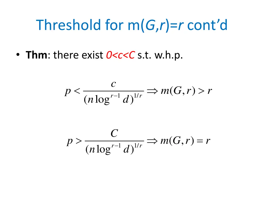 threshold for m g r r cont d