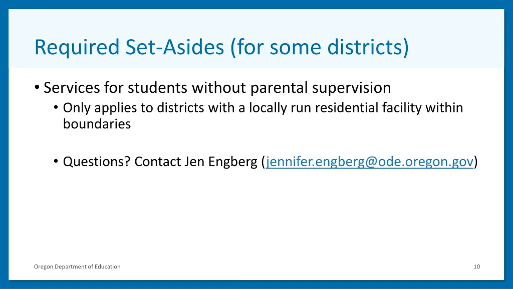 required set asides for some districts 2