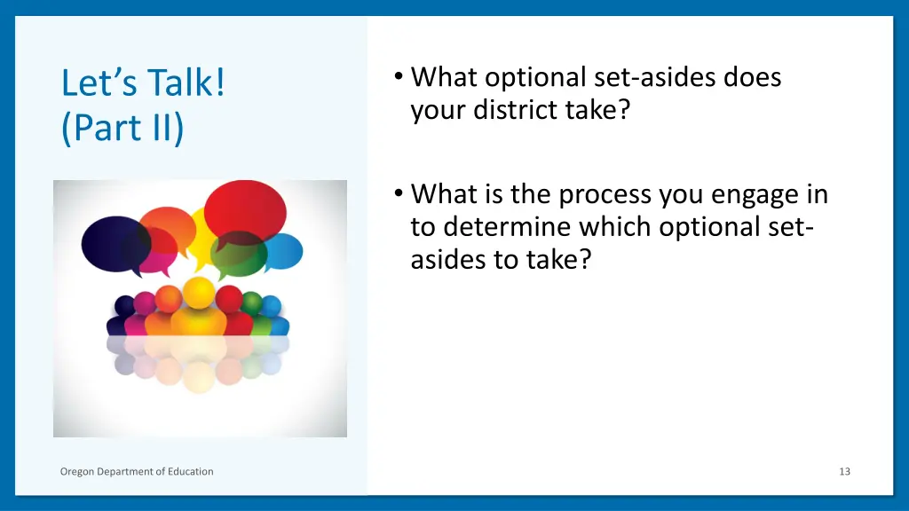 what optional set asides does your district take