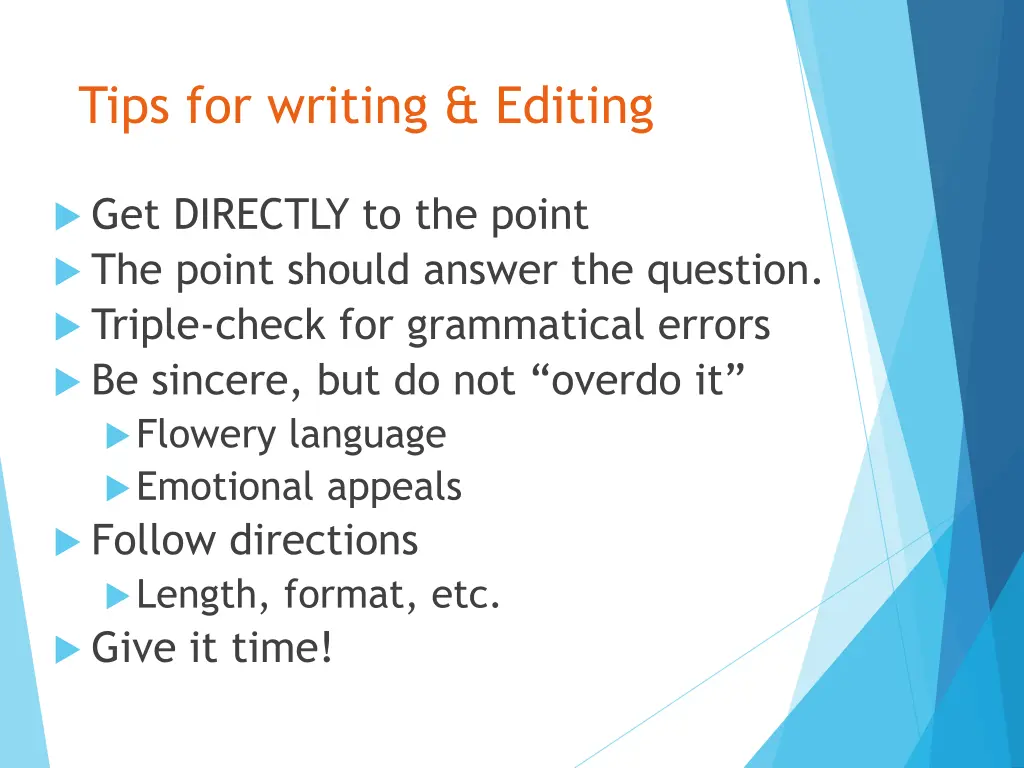 tips for writing editing