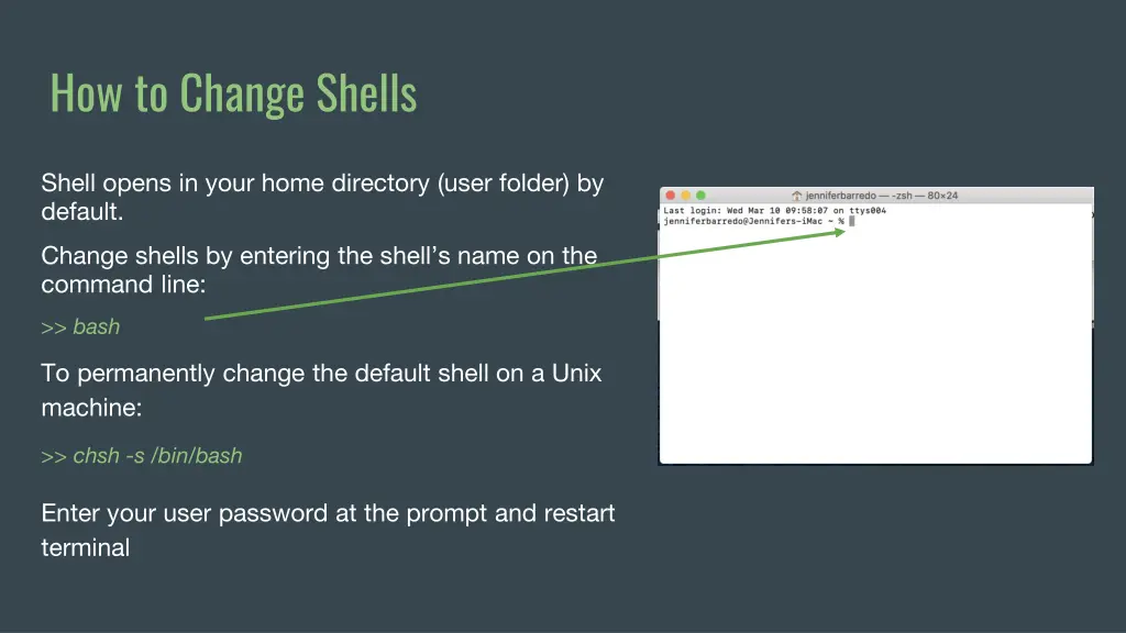 how to change shells