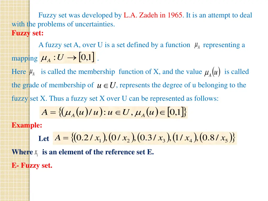 fuzzy set was developed by l a zadeh in 1965