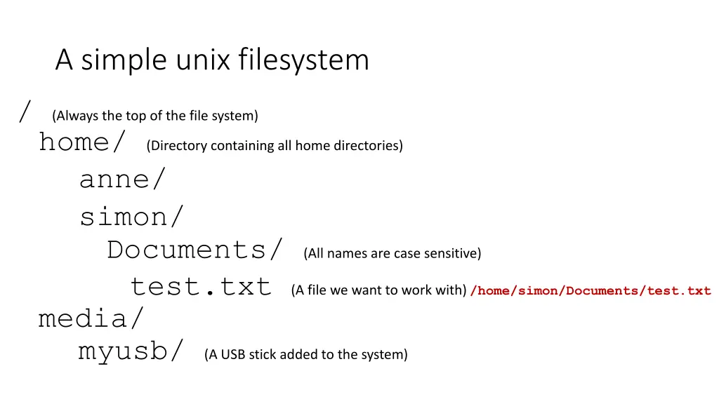 a simple unix filesystem