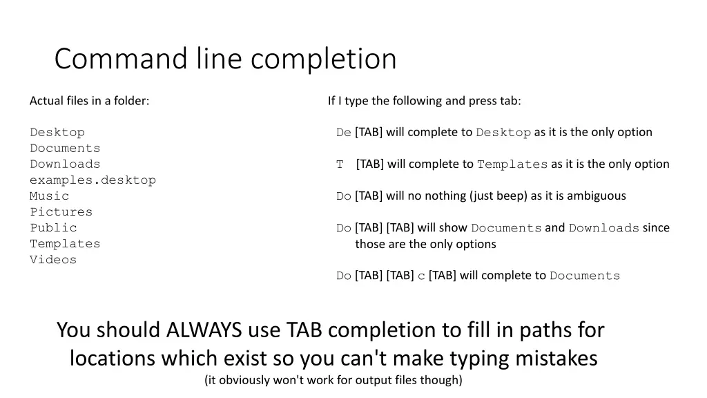 command line completion 1