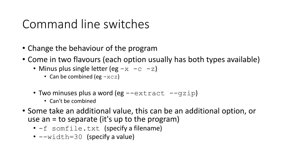 command line switches