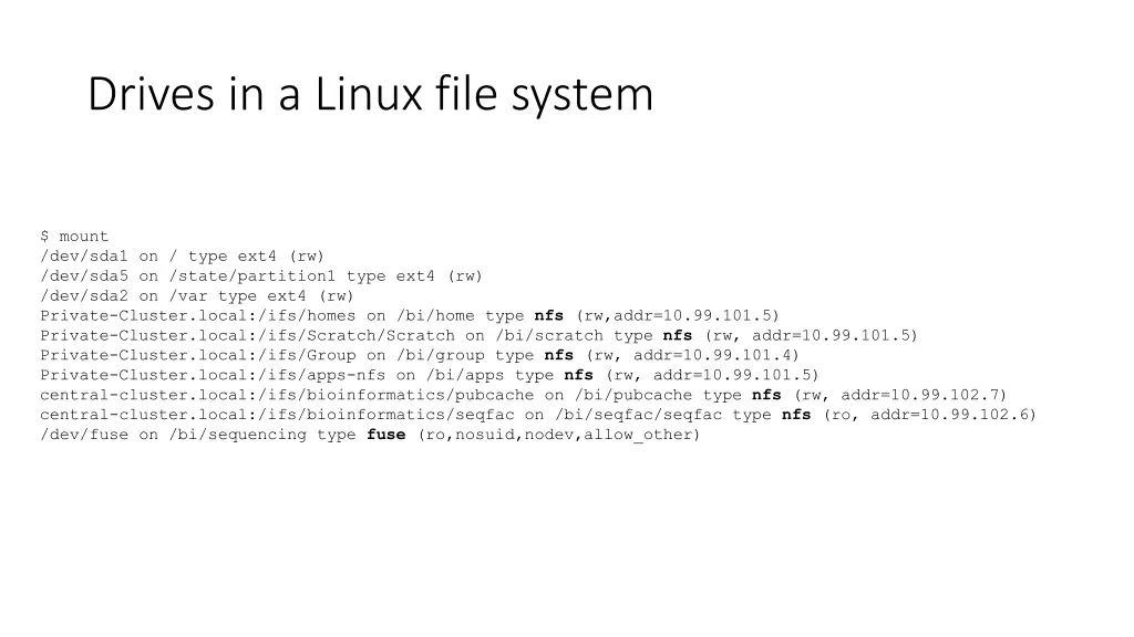 drives in a linux file system