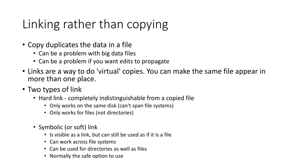 linking rather than copying