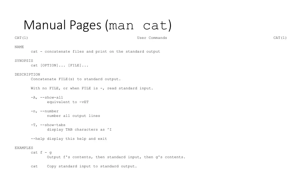 manual pages man cat