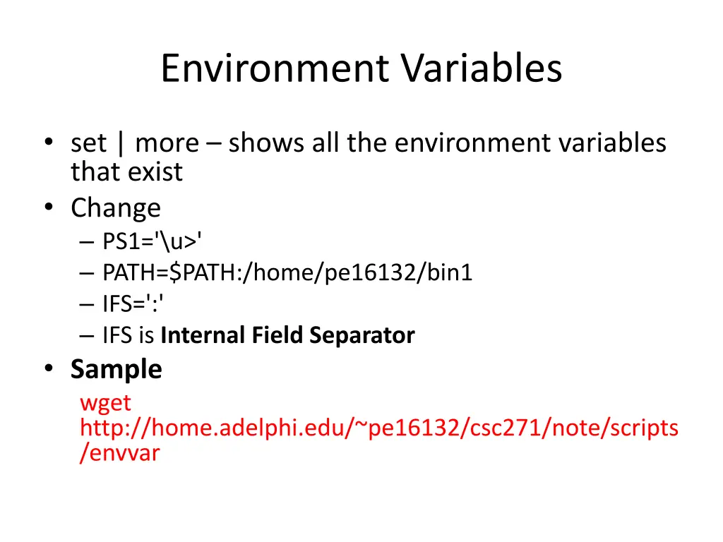 environment variables