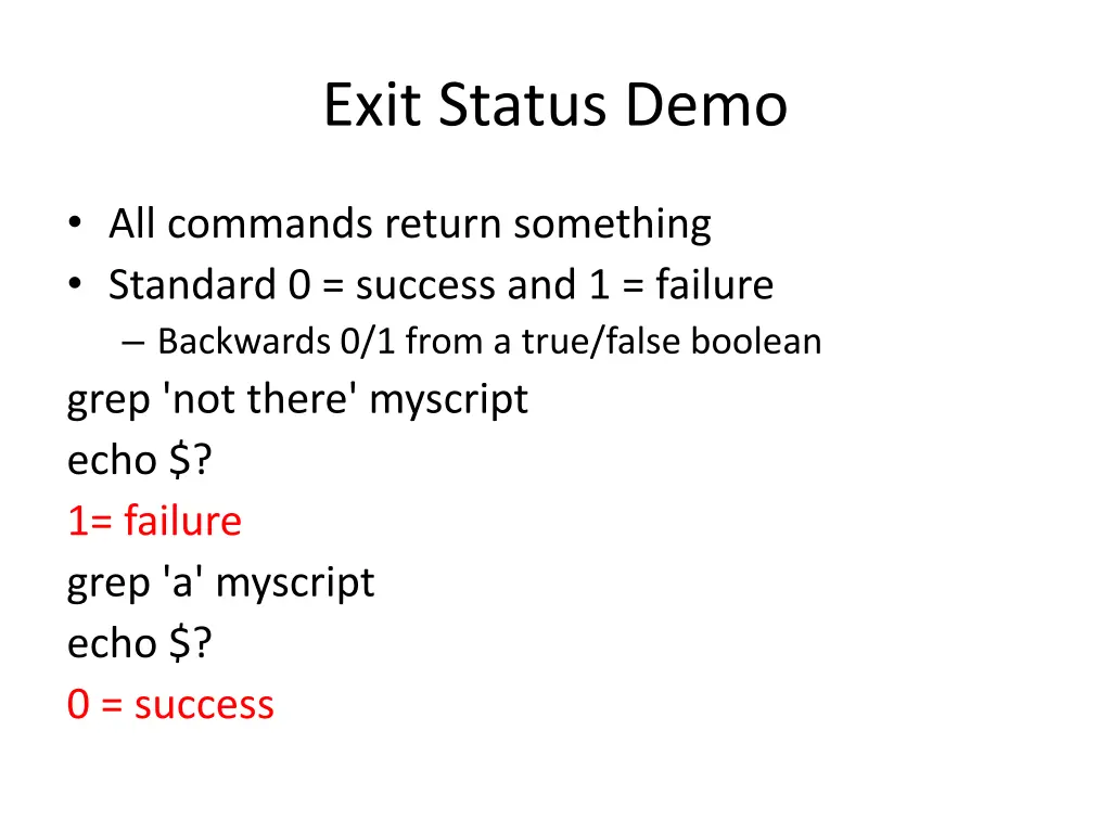 exit status demo