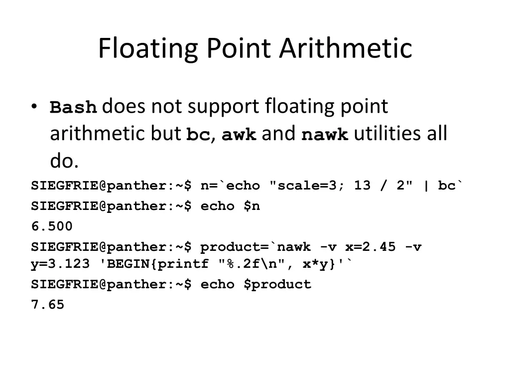 floating point arithmetic