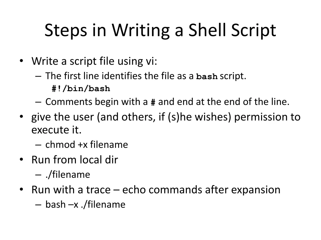 steps in writing a shell script