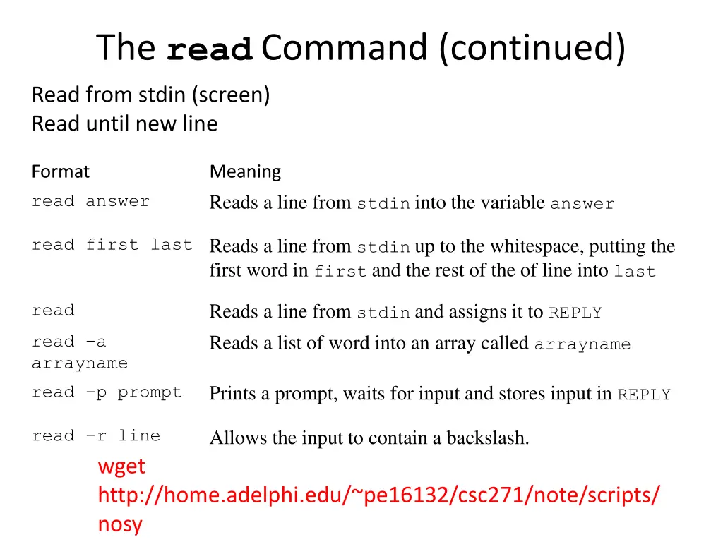 the read command continued