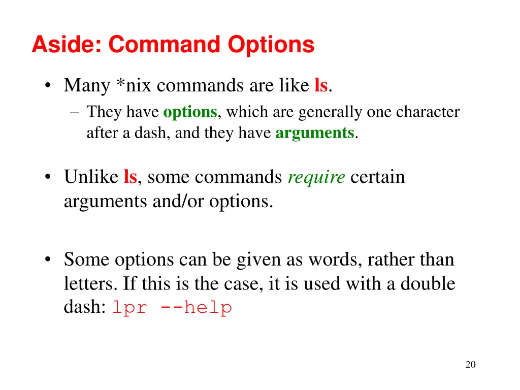 aside command options 1