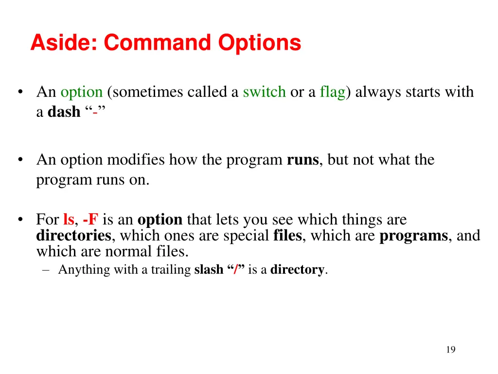 aside command options