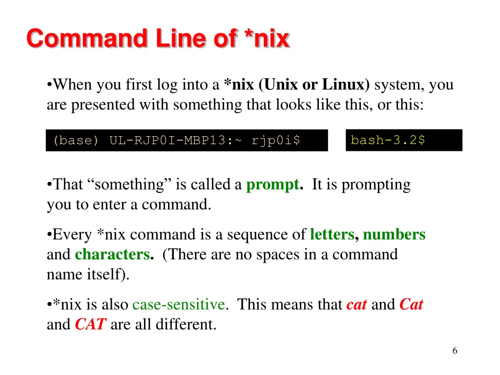 command line of nix