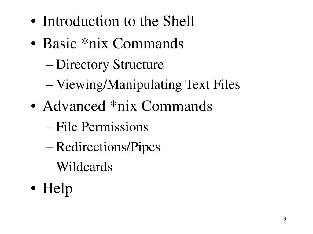 introduction to the shell basic nix commands