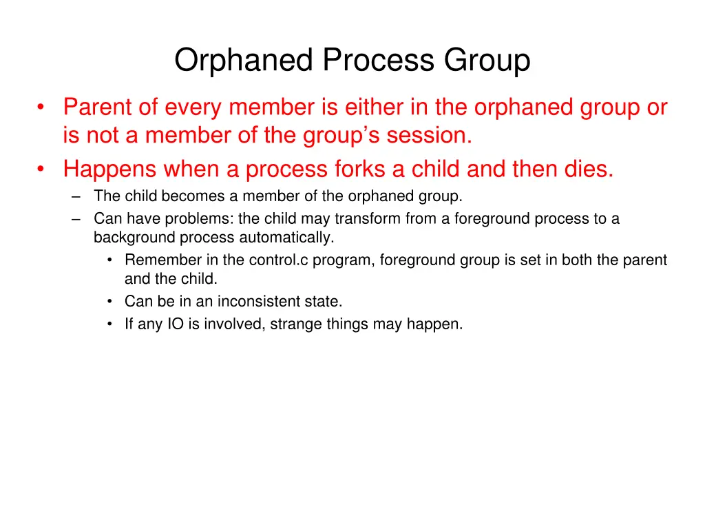 orphaned process group