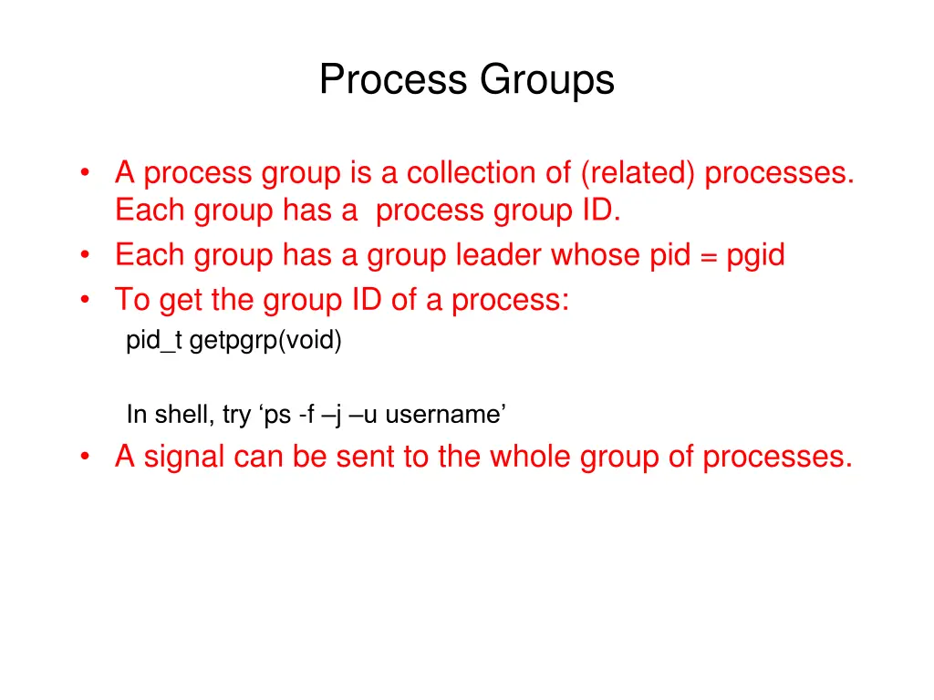 process groups