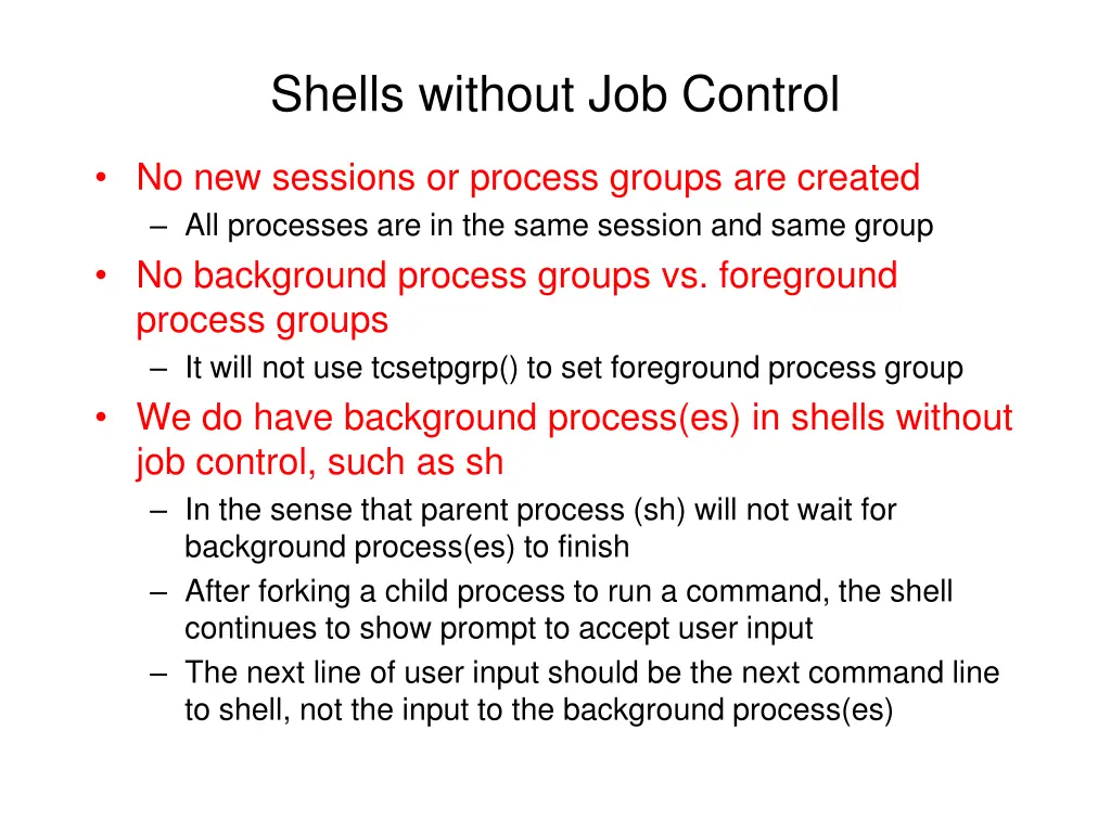 shells without job control