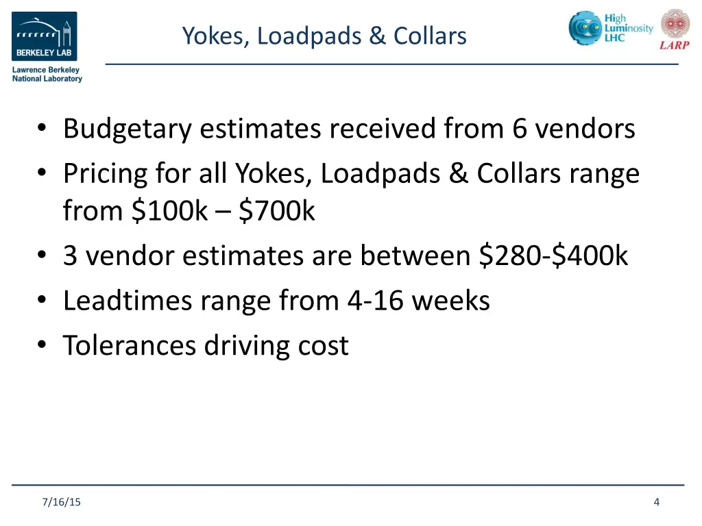 yokes loadpads collars